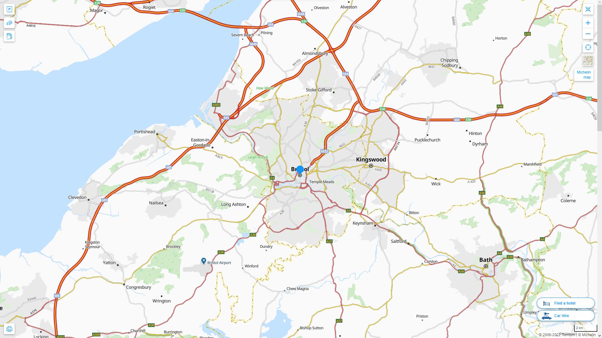 Bristol Royaume Uni Autoroute et carte routiere